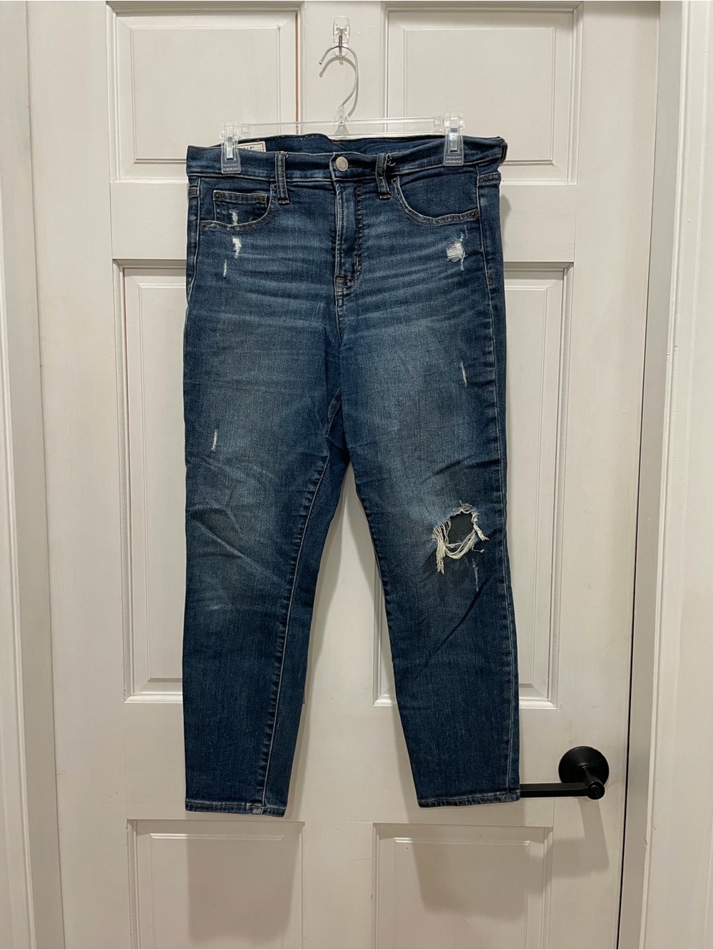 GAP Women's Dark Blue Distressed Boyfriend Jeans